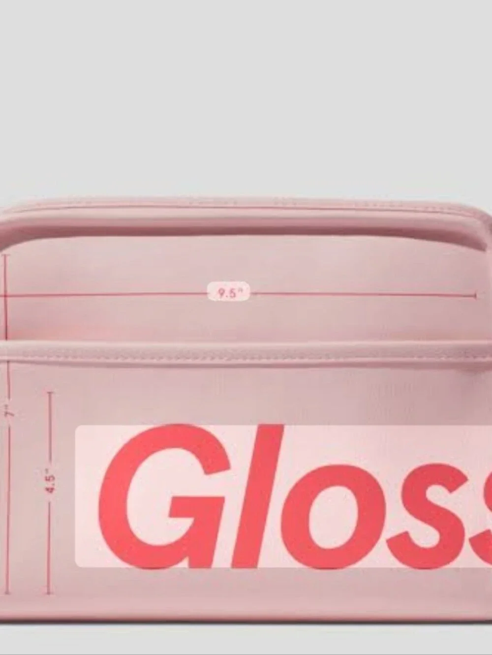 Glossier Beauty Bag Pink Cosmetic Pouch Logo Front Pocket 9.5